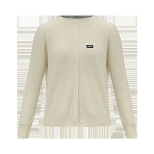 Woven Wool Crew Neck Knitted Cardigan