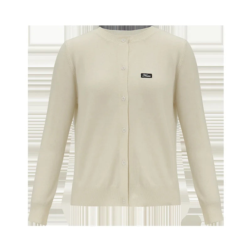 Woven Wool Crew Neck Knitted Cardigan