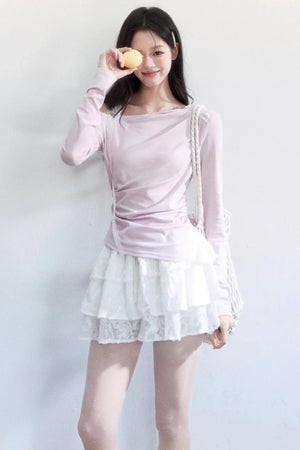Wrinkled Off-Shoulder Blouse