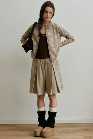 Yarn-Dyed Wool Bermuda Skirt
