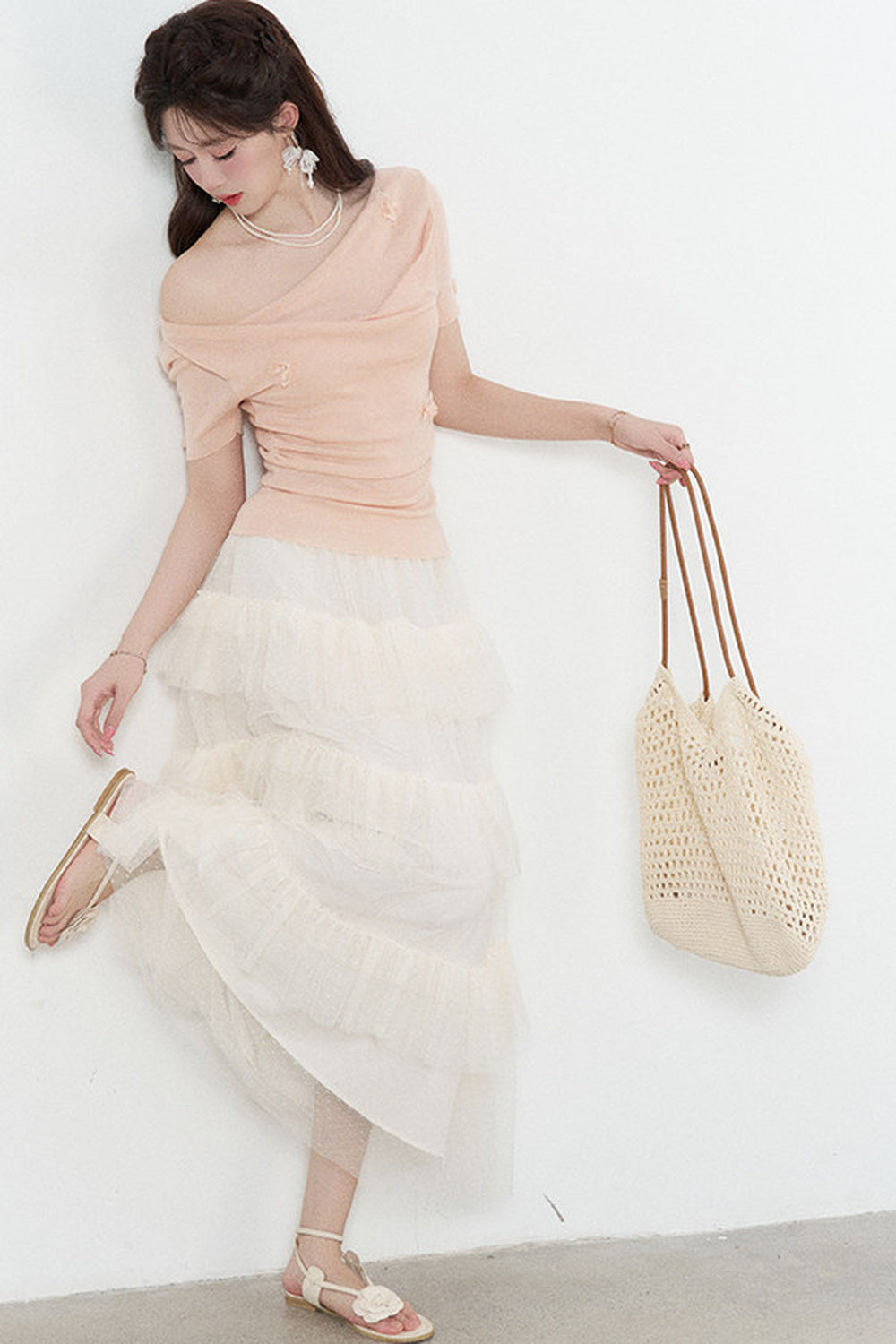 Yellow Draped Neck Short Sleeve Knit Top