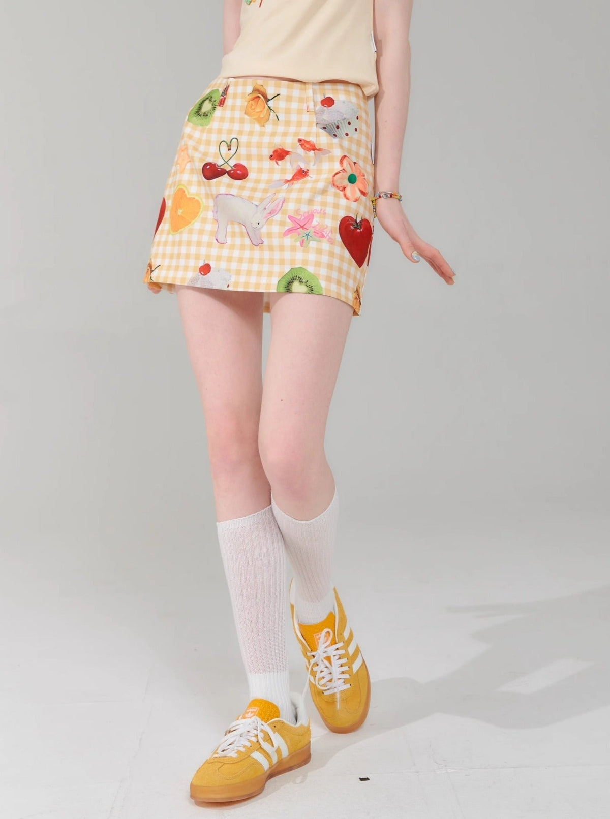 Yellow Fruit Print Skirt
