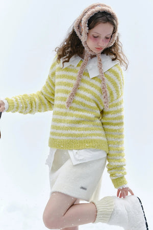 Yellow Striped Knit Sweater