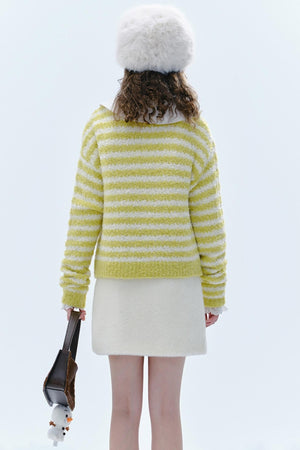 Yellow Striped Knit Sweater