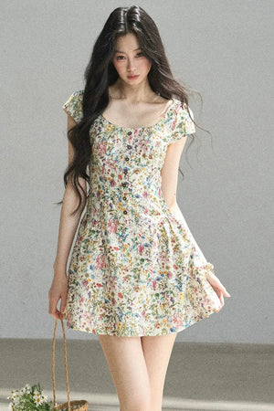 Youthful Floral Puffy Dress