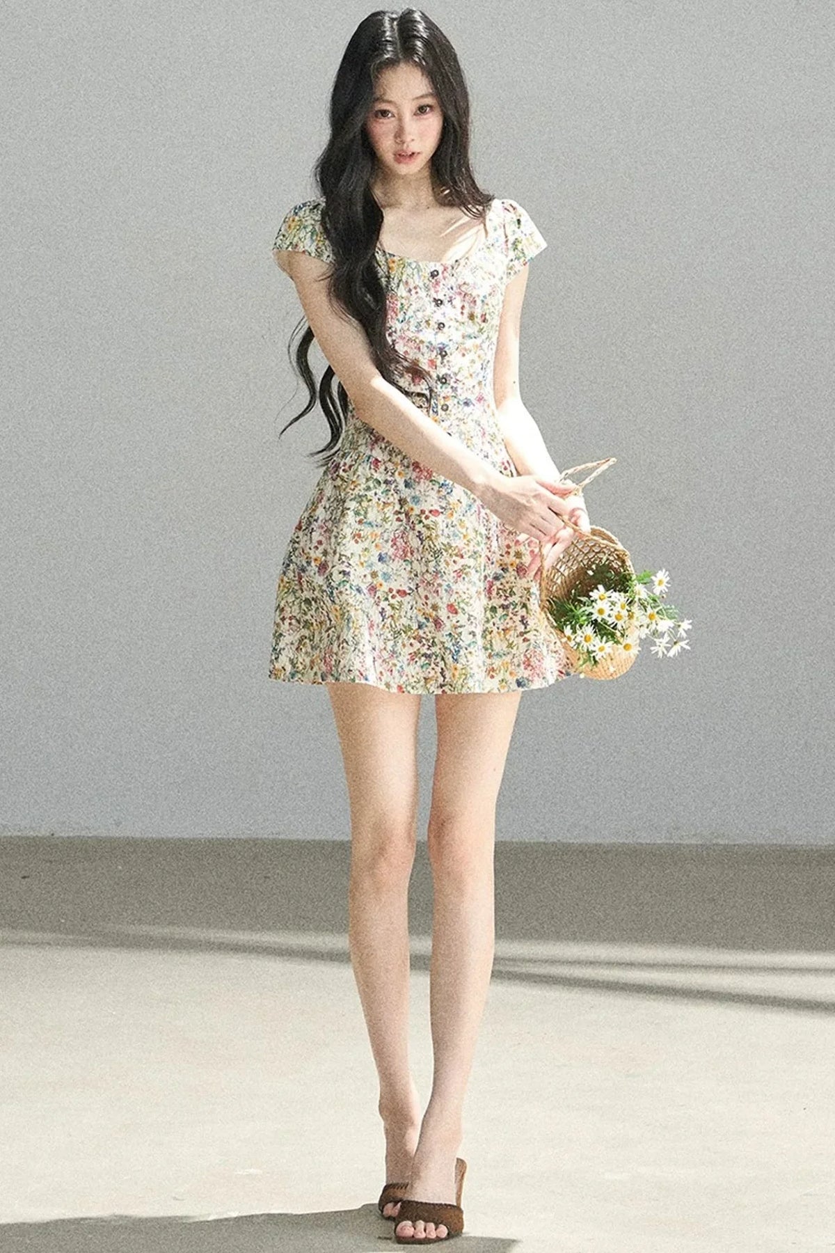 Youthful Floral Puffy Dress