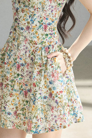 Youthful Floral Puffy Dress