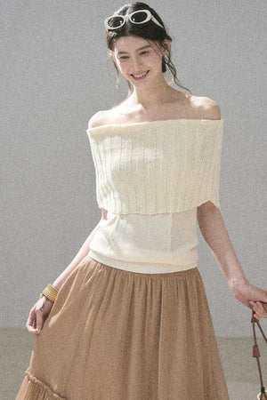 Youthful Off-Shoulder Knit Top