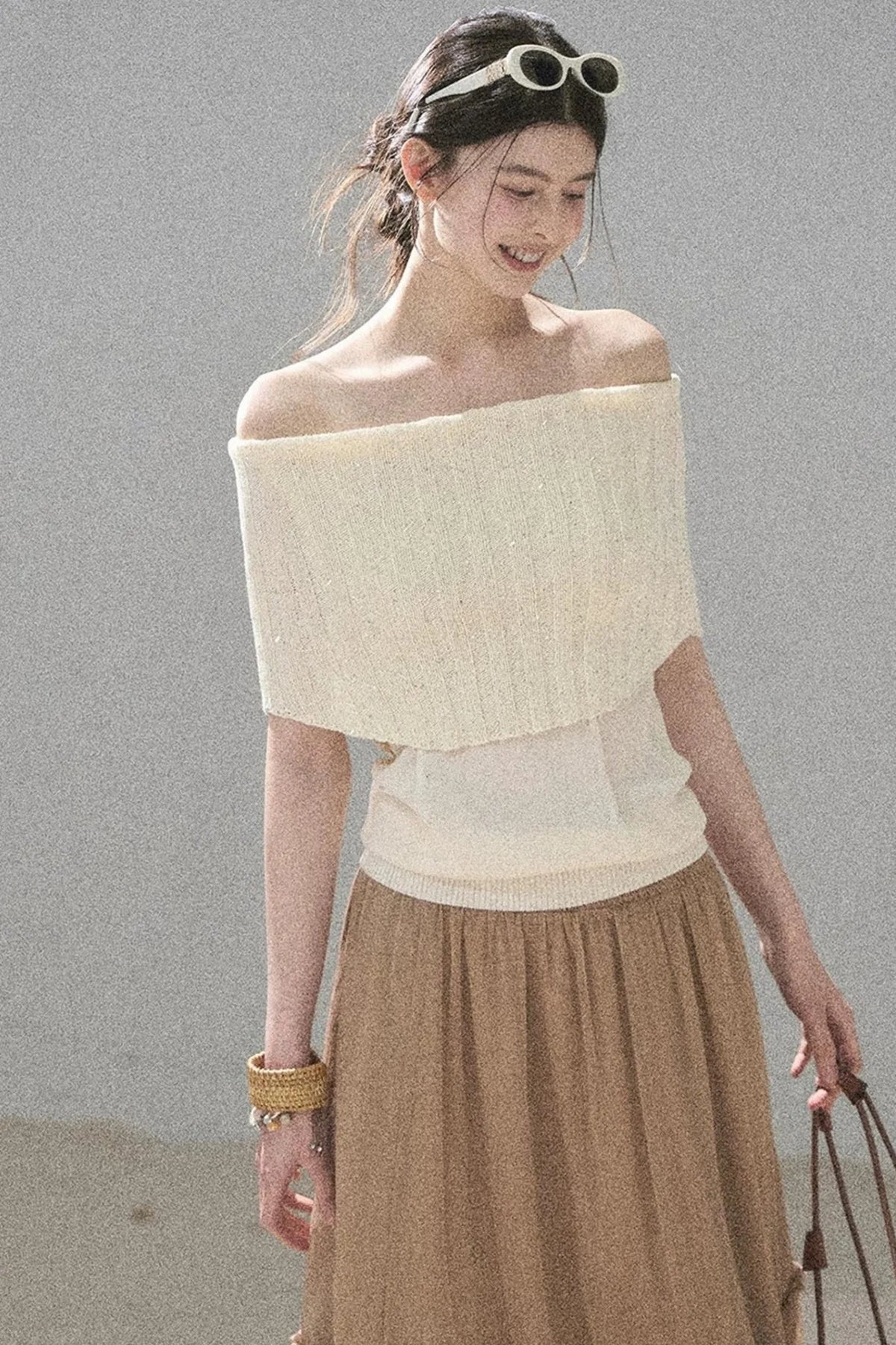 Youthful Off-Shoulder Knit Top
