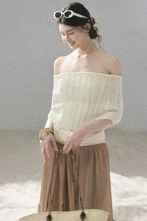 Youthful Off-Shoulder Knit Top