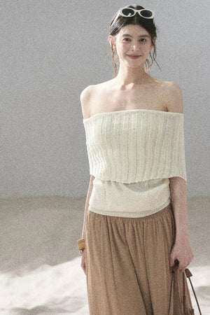 Youthful Off-Shoulder Knit Top