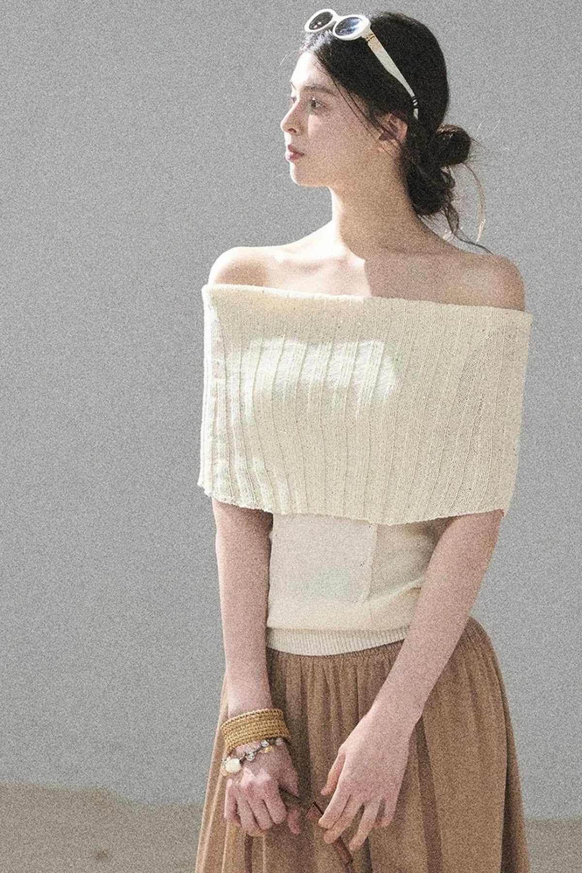 Youthful Off-Shoulder Knit Top