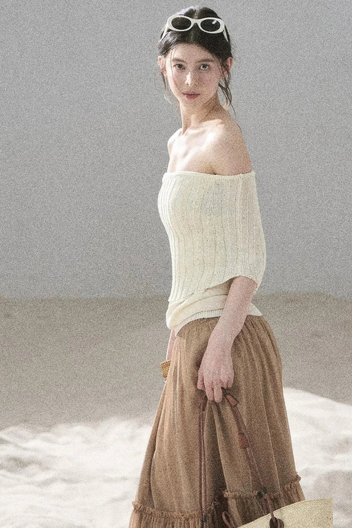 Youthful Off-Shoulder Knit Top