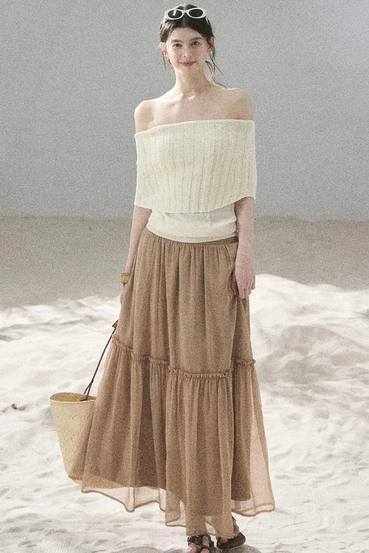 Youthful Off-Shoulder Knit Top