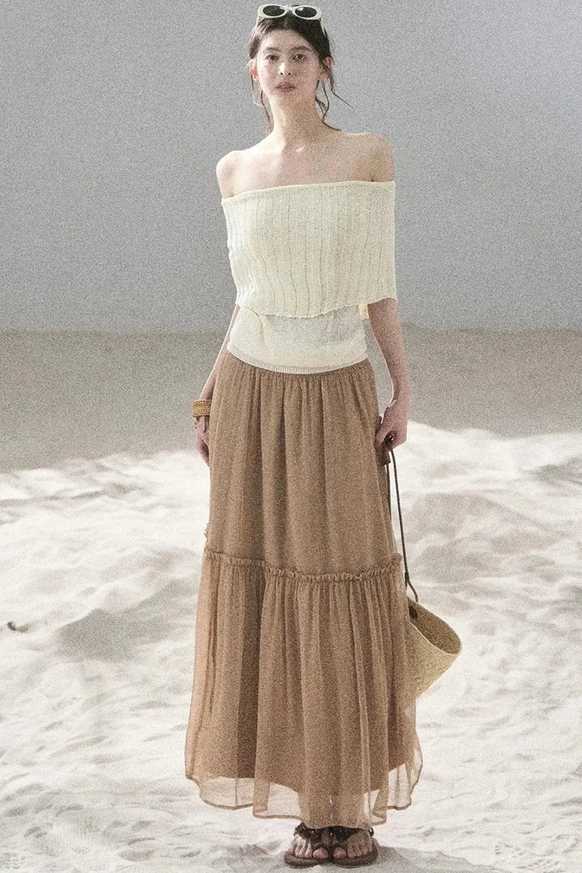 Youthful Off-Shoulder Knit Top