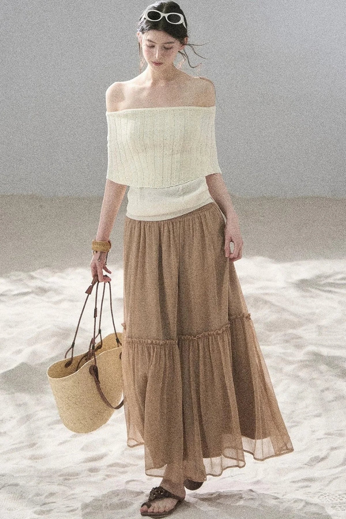 Youthful Off-Shoulder Knit Top