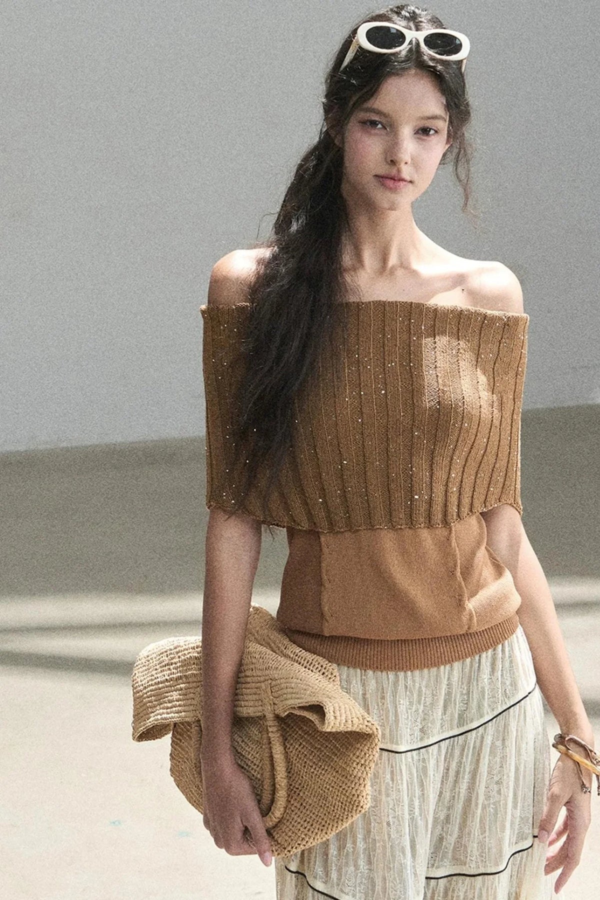 Youthful Off-Shoulder Knit Top