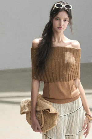 Youthful Off-Shoulder Knit Top