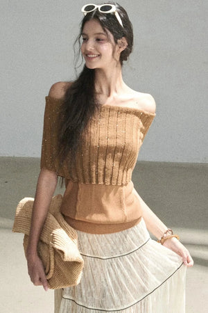 Youthful Off-Shoulder Knit Top