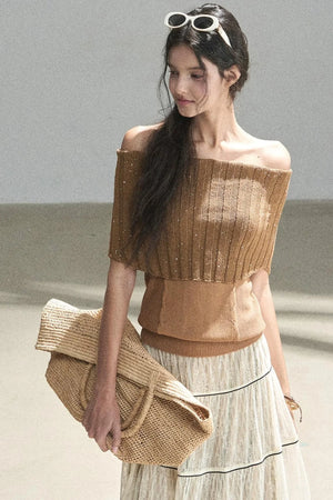 Youthful Off-Shoulder Knit Top