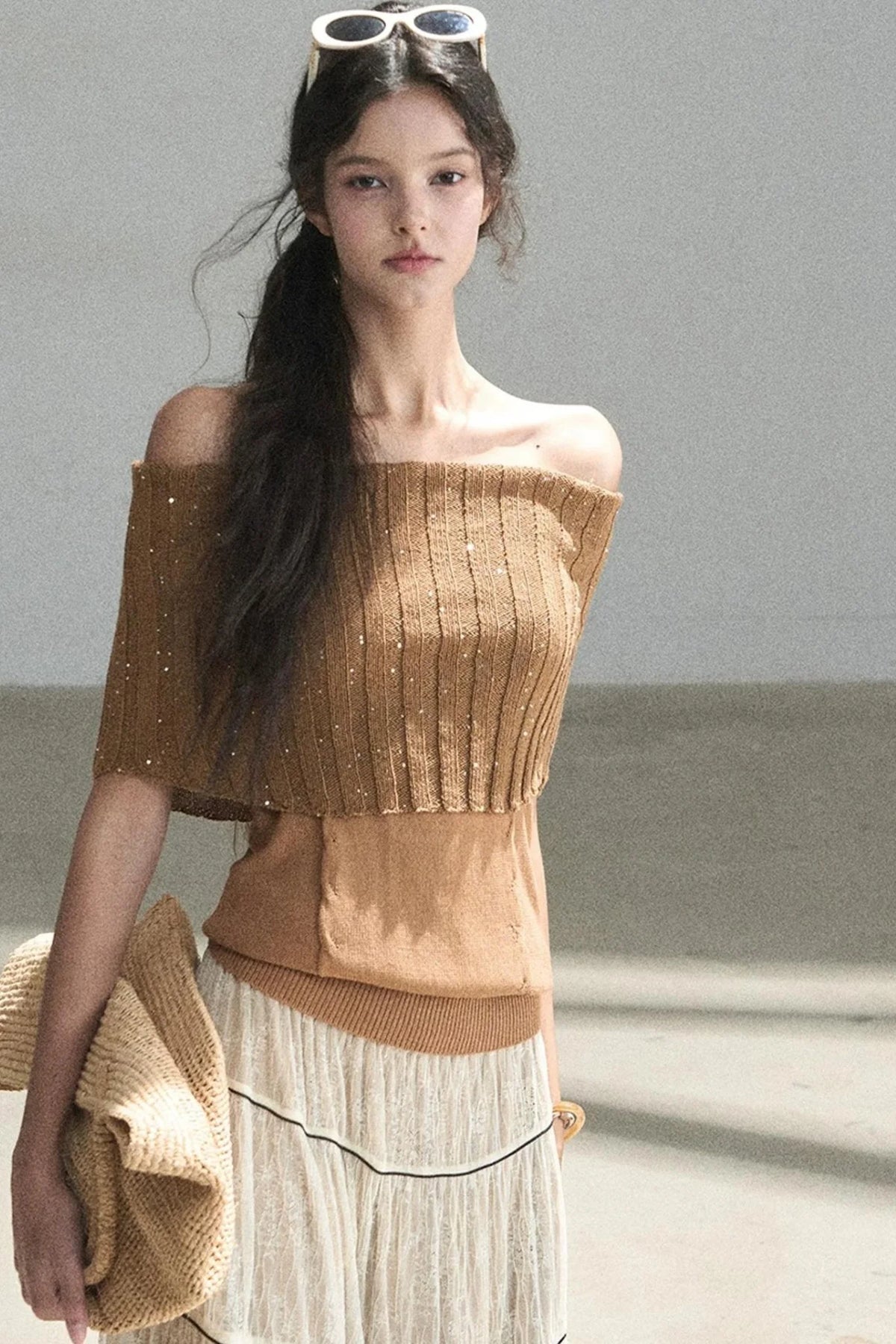 Youthful Off-Shoulder Knit Top