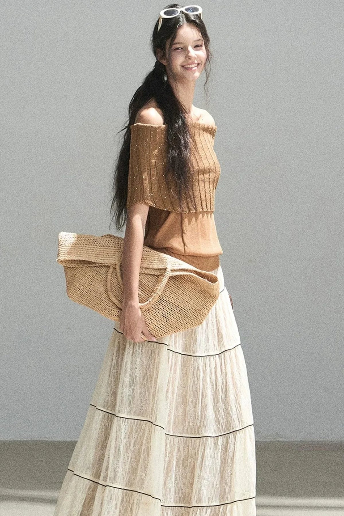 Youthful Off-Shoulder Knit Top