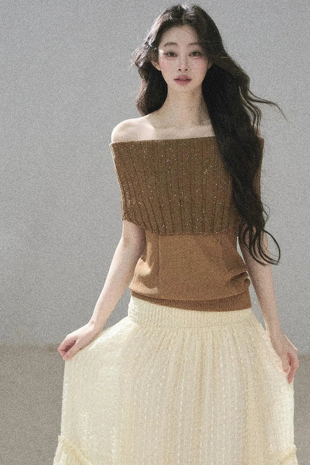 Youthful Off-Shoulder Knit Top