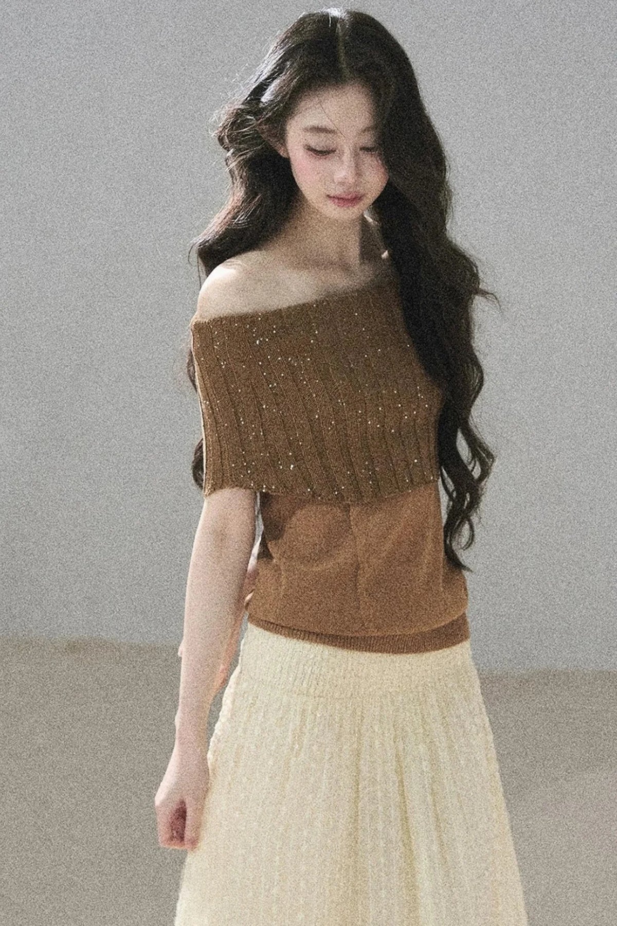 Youthful Off-Shoulder Knit Top
