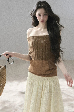 Youthful Off-Shoulder Knit Top