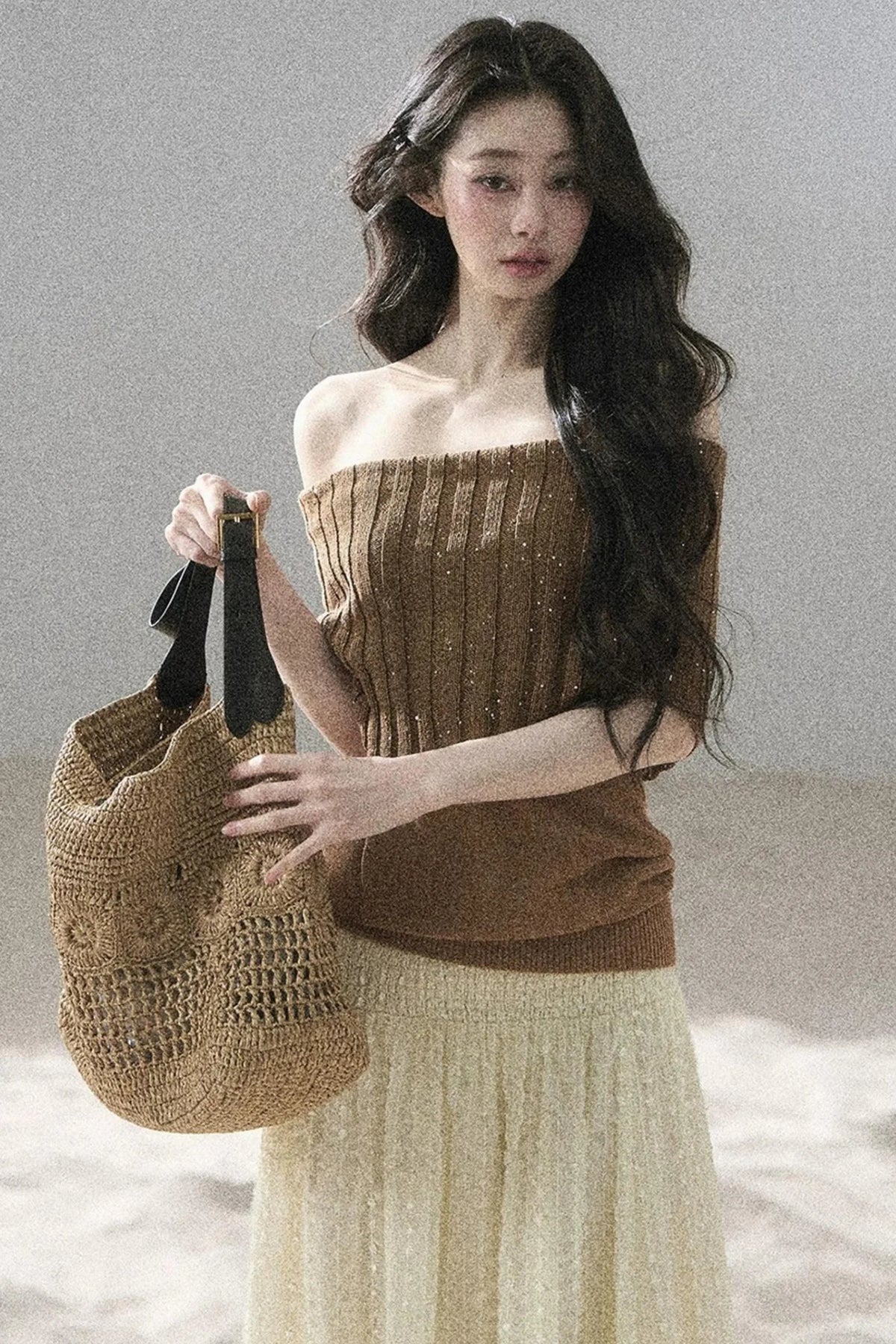 Youthful Off-Shoulder Knit Top