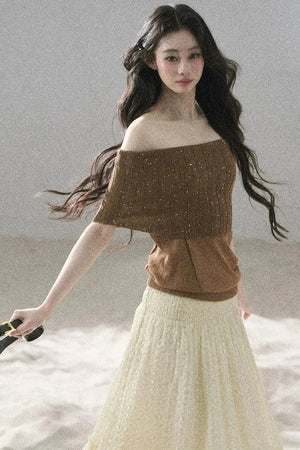 Youthful Off-Shoulder Knit Top