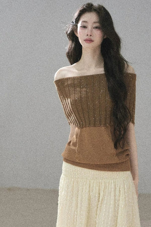 Youthful Off-Shoulder Knit Top