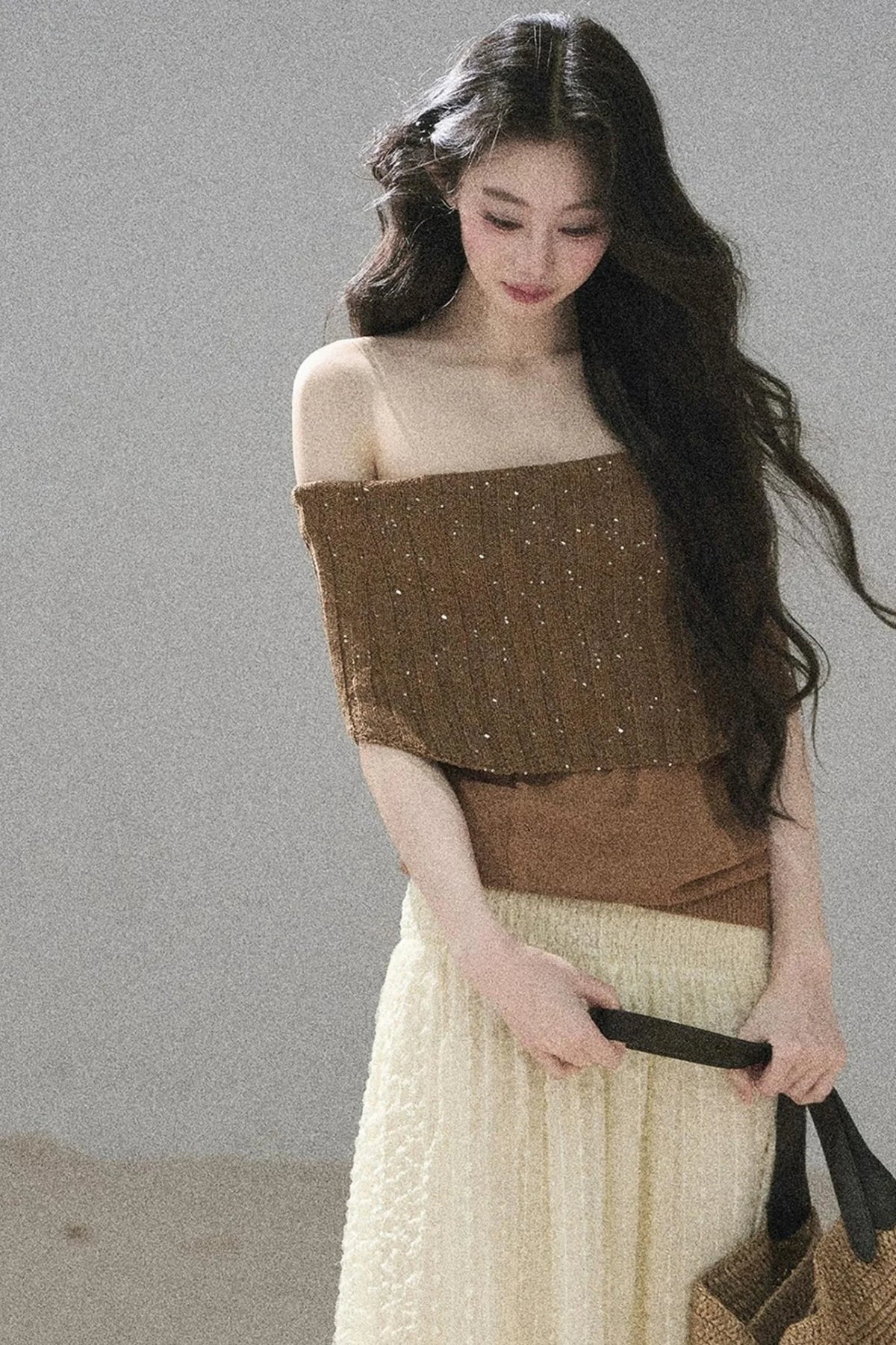 Youthful Off-Shoulder Knit Top