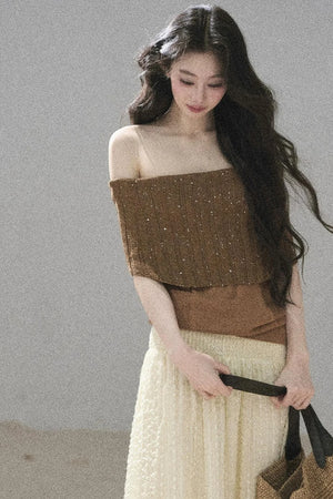 Youthful Off-Shoulder Knit Top