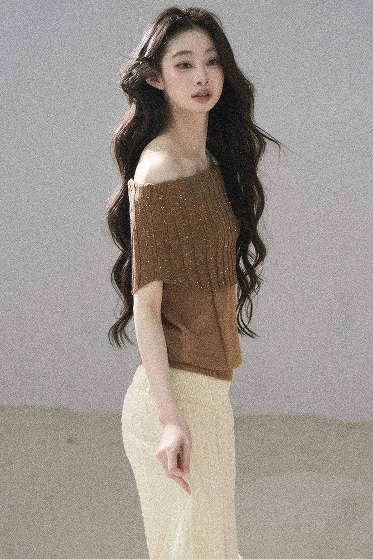 Youthful Off-Shoulder Knit Top