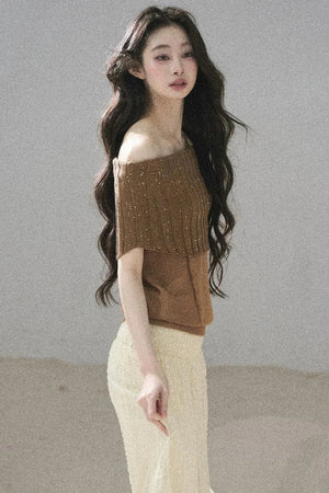 Youthful Off-Shoulder Knit Top