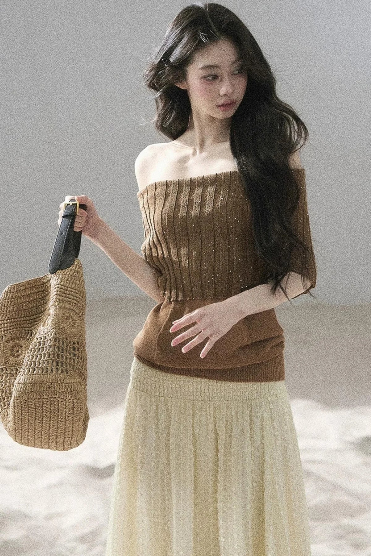 Youthful Off-Shoulder Knit Top