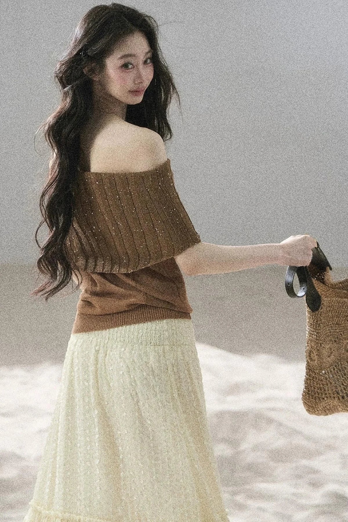 Youthful Off-Shoulder Knit Top