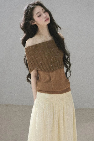 Youthful Off-Shoulder Knit Top