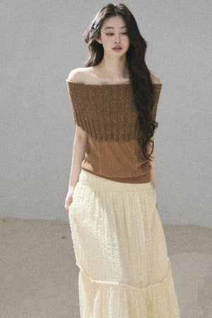 Youthful Off-Shoulder Knit Top
