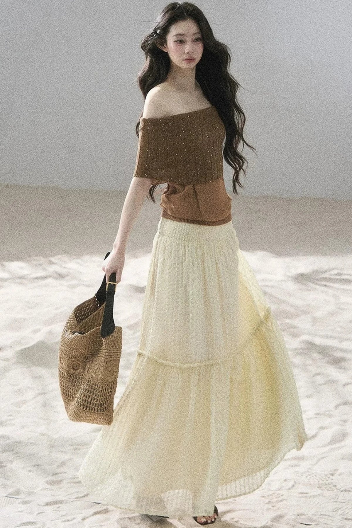Youthful Off-Shoulder Knit Top
