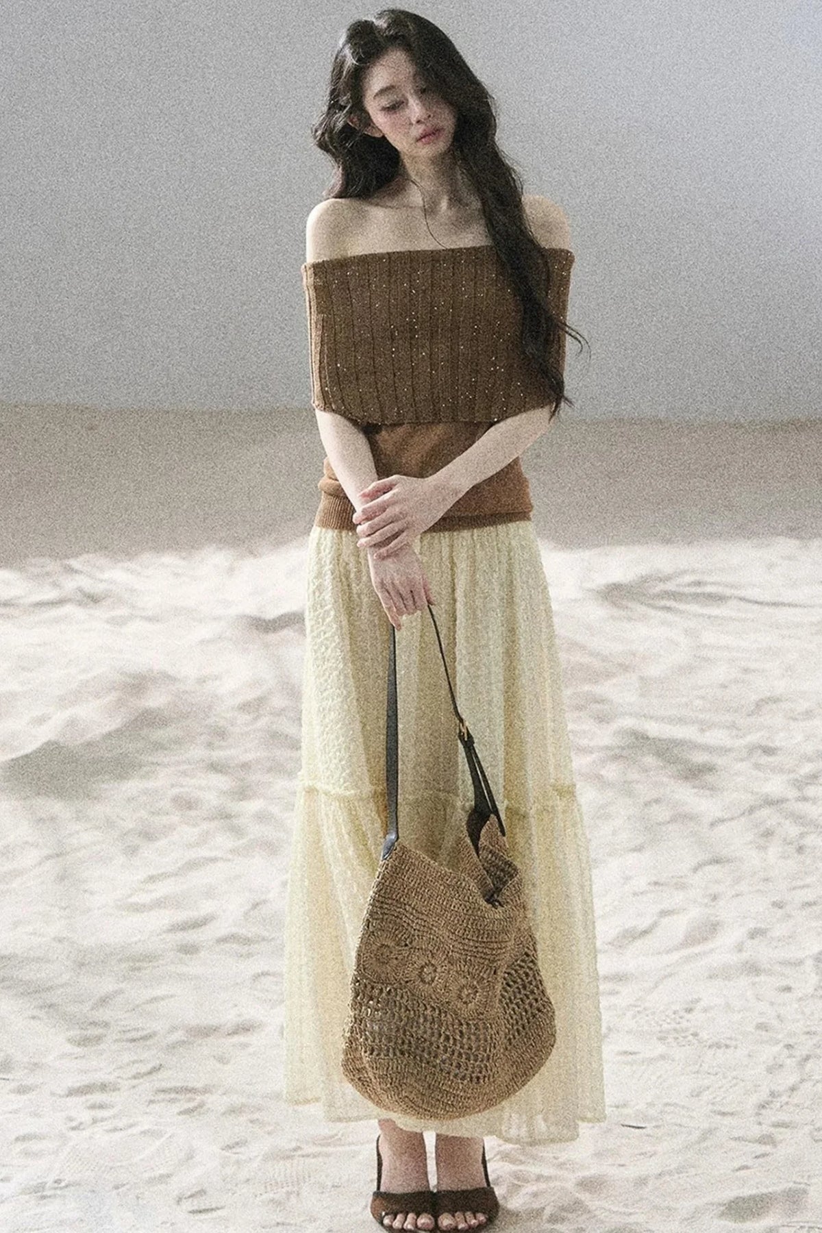 Youthful Off-Shoulder Knit Top