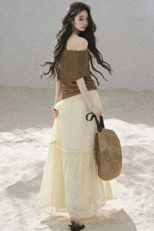 Youthful Off-Shoulder Knit Top