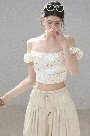 Youthful Plaid Off-Shoulder Top