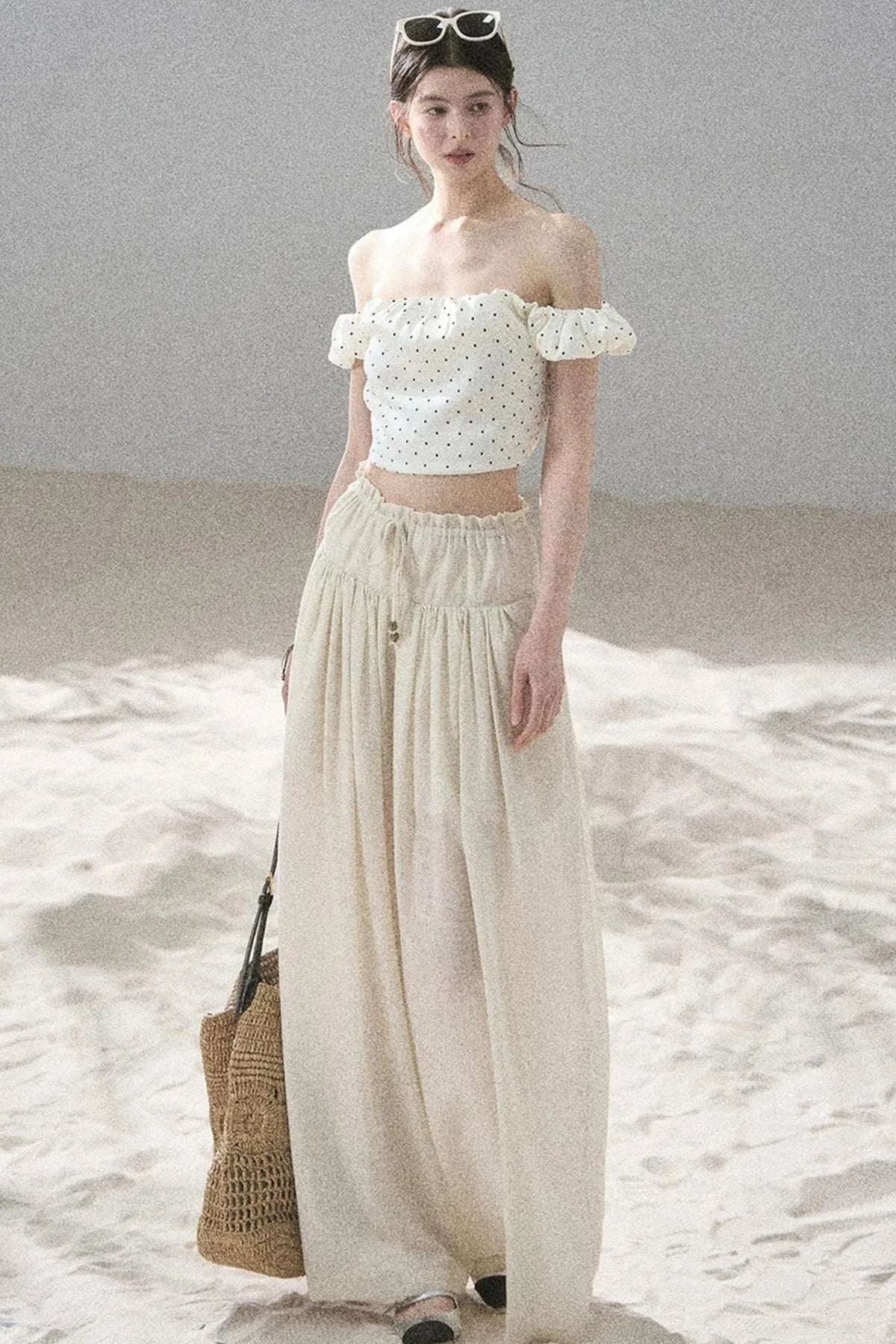 Youthful Plaid Off-Shoulder Top