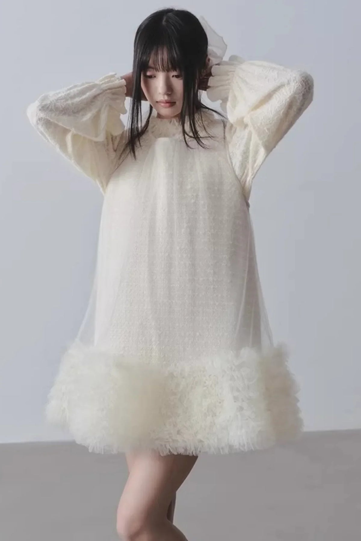 Yunding Coffee Tweed A-Line Dress