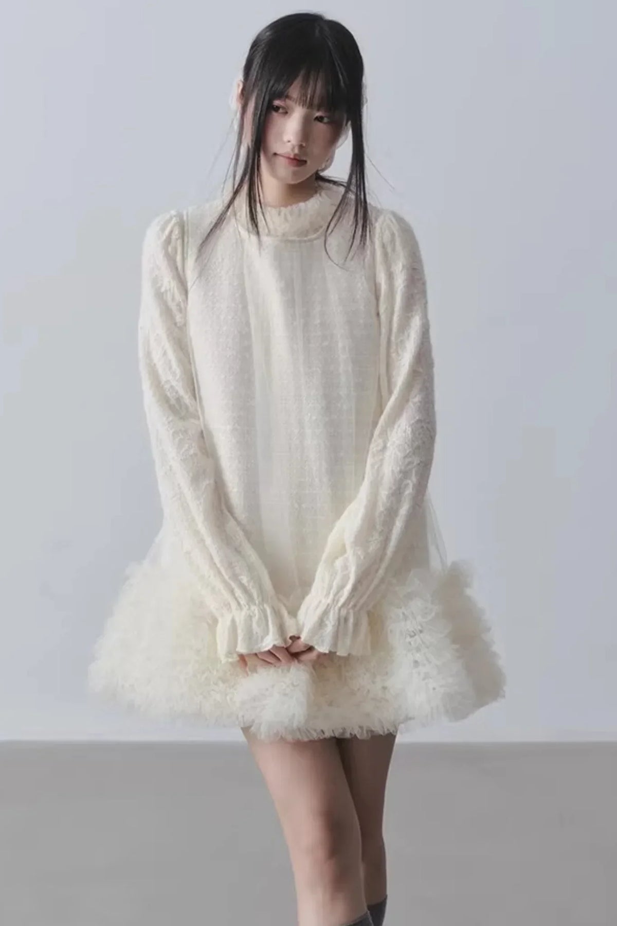 Yunding Coffee Tweed A-Line Dress