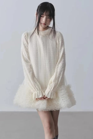 Yunding Coffee Tweed A-Line Dress