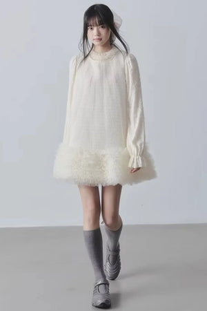 Yunding Coffee Tweed A-Line Dress