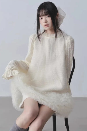 Yunding Coffee Tweed A-Line Dress